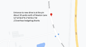 Map for entrance to the new drive
