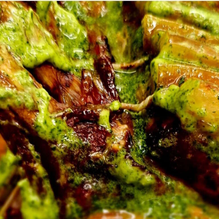 Roasted rib of pork, wild garlic butter
